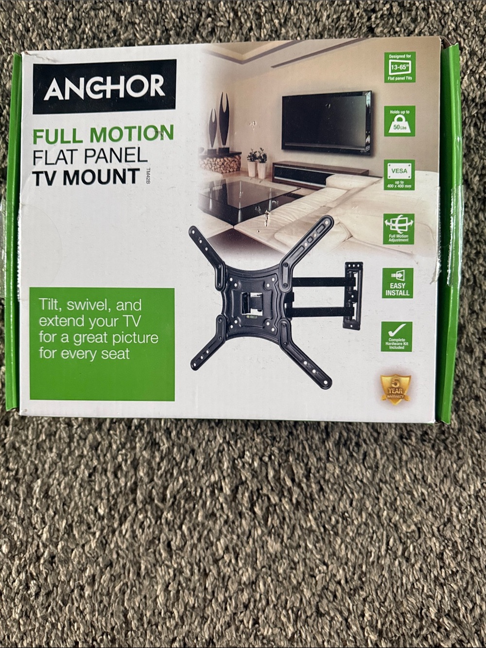 Anchor Full Motion Flat Panel TV Mount - Black